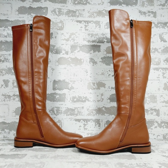 NEW TORGEIS Women’s Square Toe Brown Knee High Boots M347 - Picture 5 of 12